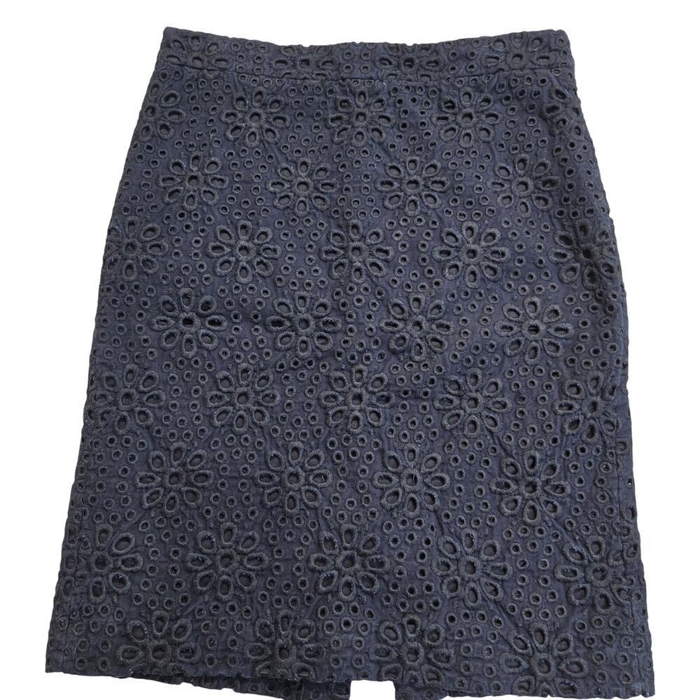 J. Crew Black Eyelet No. 2 Pencil Skirt Size 6 Officecore